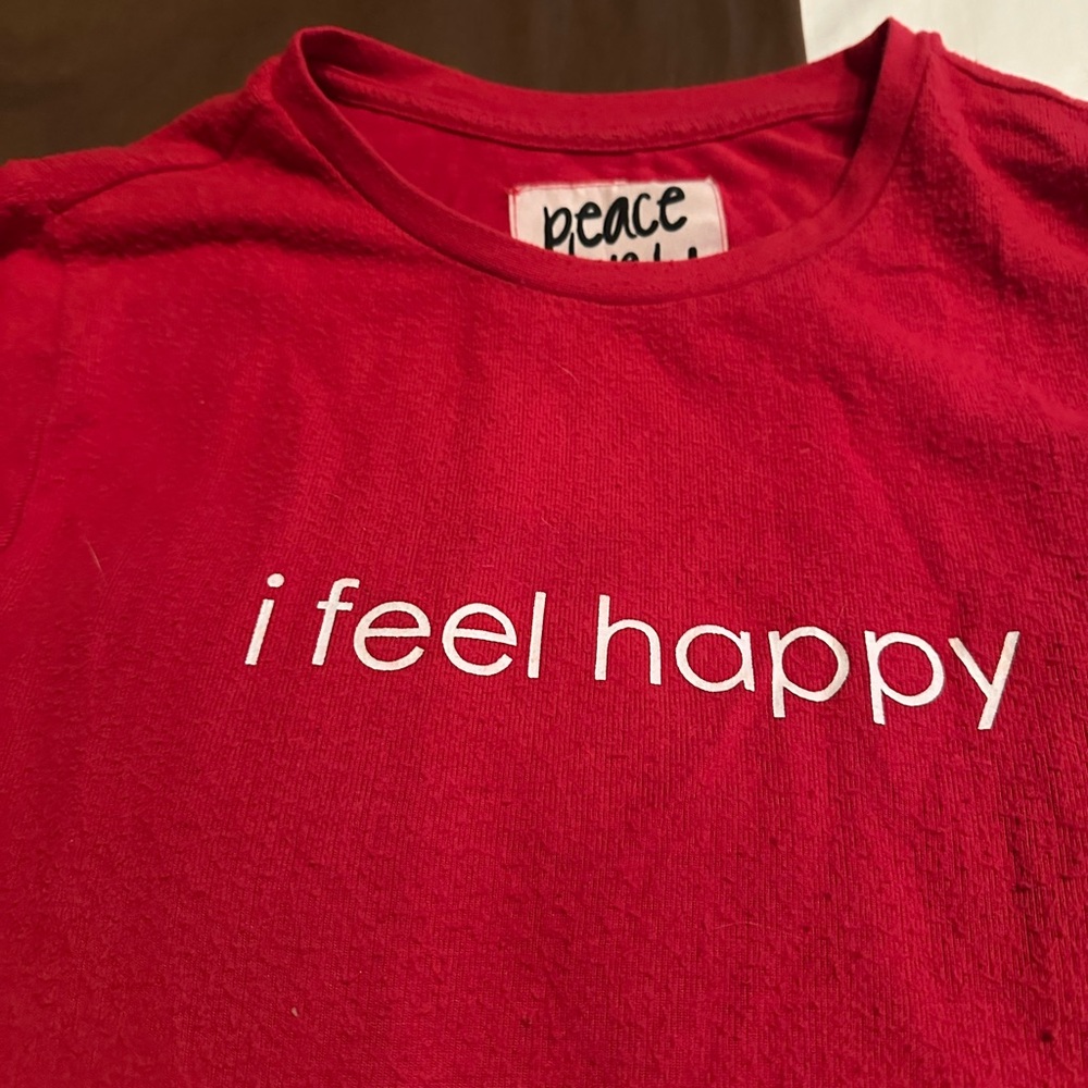 Peace Love World Vibrant Red sweater